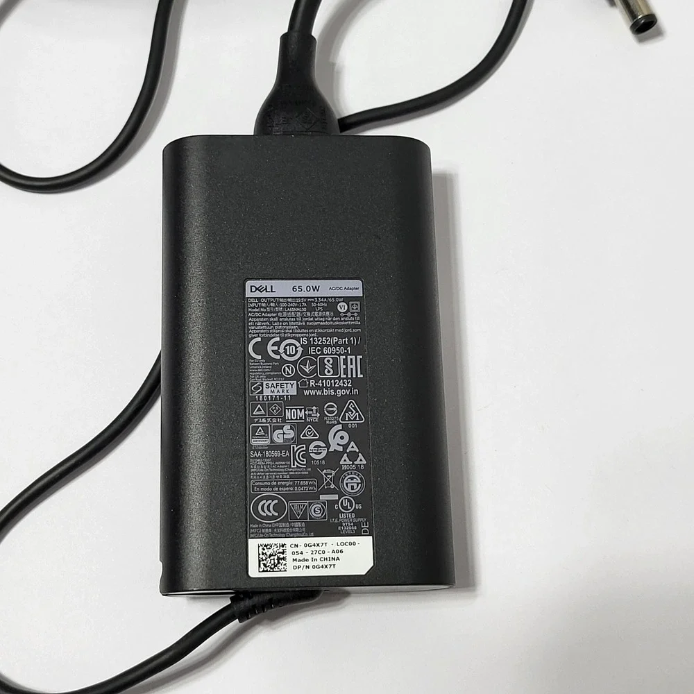 Dell 65W AC Adapter Laptop Charger 19.5V 3.34A LA65NM130 0G4X7T Black